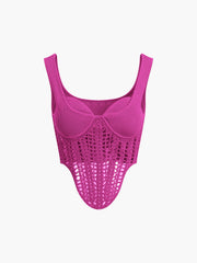 Semi-Sheer Contour Piping Crochet Crop Top