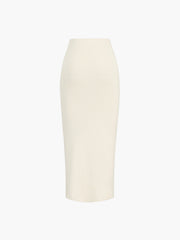 Rib Slit Maxi Skirt