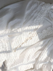 Sheer Floral Trim Cover Up Tied Blouse