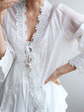 Sheer Floral Trim Cover Up Tied Blouse