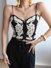Embroidered Floral Tied Cami Top