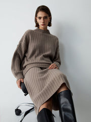 First Choice Two Piece Rib Knit Skirt Set