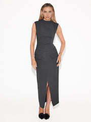 Solid Stand Collar Tank Top