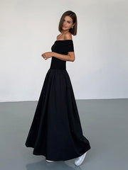 Frenchy Solid Off-Shoulder Long Dress