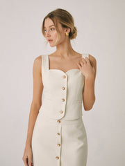 Elegant Pearl Buckle Vest
