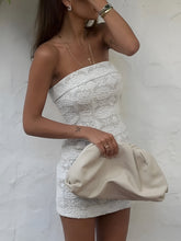 Semi-Sheer Lace Tube Short Dress