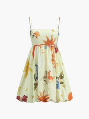 Vintage Print Balloon Dress