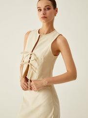 Sleeveless Tie Front Vest