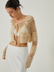 Hollow Knotted Knit Outerwear