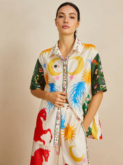 Casual Shift Linen Blend Style Print Pants Set