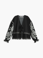 Ruffle Print Knotted Blouse