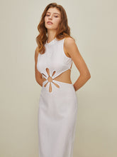 Semi-Sheer Mock Neck Cutout Backless Dress