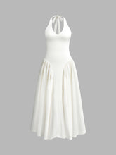 Semi-Sheer Halter Backless Low Cut Dress