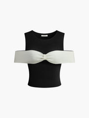 Bow-Trim Stretch Sweater Vest