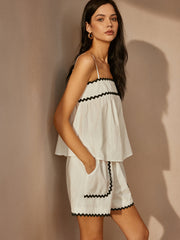 Contrast Trim Shift Shorts Set