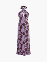 Floral Print Adjustable Halter Long Dress