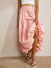 Bubble Elastic Waist Maxi Skirt