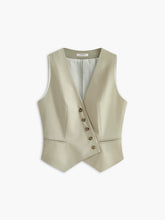 Asymmetrical Button Pockets Vest