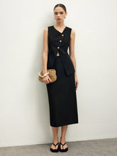 Asymmetrical Button Top A Line Skirt set