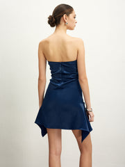 Pleated Zipper Wrap Short Dress