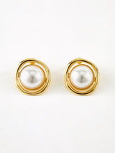 Golden Edge Pearl Stud Earrings