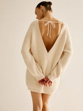 Lace Up Backless Oversize Sweater