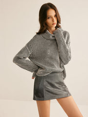 Pinstripe Turtleneck Sweater