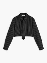 Pinstripe Crop Polo Shirt