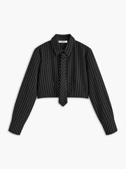 Pinstripe Crop Polo Shirt