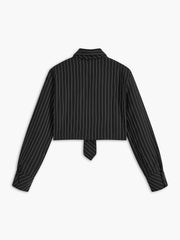Pinstripe Crop Polo Shirt