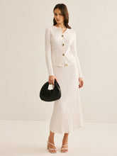 Elegant Button Pleated Sweater Co-ords