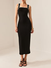 Contrast Trim Cutout Tank Dress