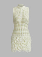 Stand Collar Tassel Knit Dress