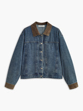 Contrast Collar Piping Denim Jacket