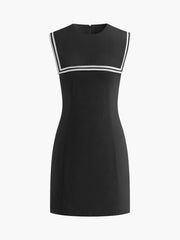 Cotton & Linen Contrast Trim Short Dress