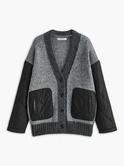 V-Neck Panel Pockets Knit Outerwear