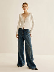 Lace Panel V-Neck Blouse