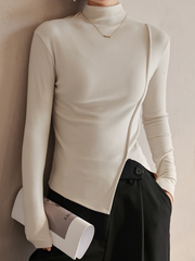 Piping Slit Jersey Slim T-Shirt