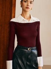 Semi-Sheer Panel Jersey Slim Top