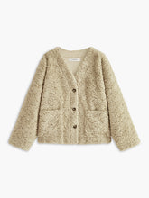 Minky V-Neck Breasted Faux Fur Coat