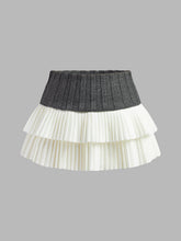 Two-Tone Pleated Mini Skirt