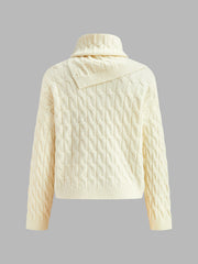 Cable Sweater With Button Scarf