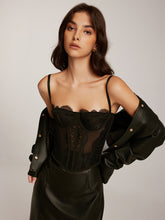 Semi-Sheer Spaghetti Strap Lace Corset