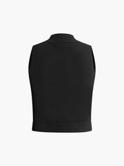 Wool-Blend Rhinestone-Button Sweater Vest