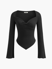 Asymmetrical Sweetheart Knotted Jersey Top