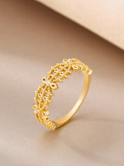 French Hollow Rhinestone Crown Ring