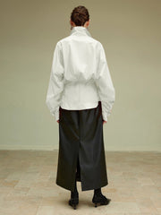 Cotton Side Pleated Polo Shirt