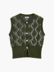 Retro Split Button Sweater Vest