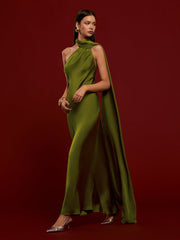 Asymmetrical Backless Satin Dress