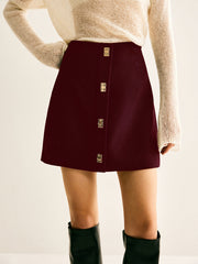 Metal-Decor Zipper Mini Skirt
